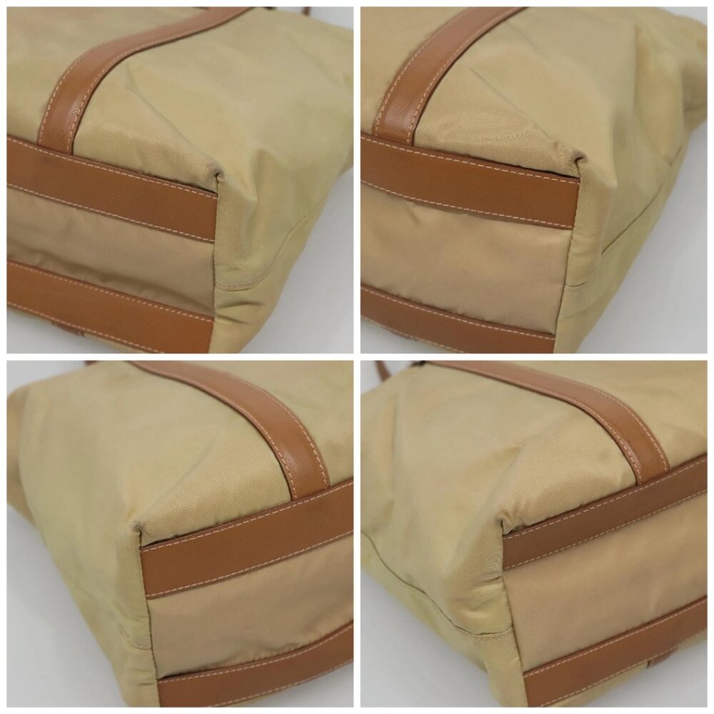 PRADA Tote Bag Nylon Beige Silver Auth 131176 - Picture 14 of 16